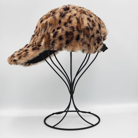 Leopard Print Faux Fur Hat With Adjustable Strap - Picture 5 of 13